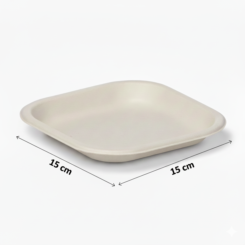15cm Sugarcane Square Plate