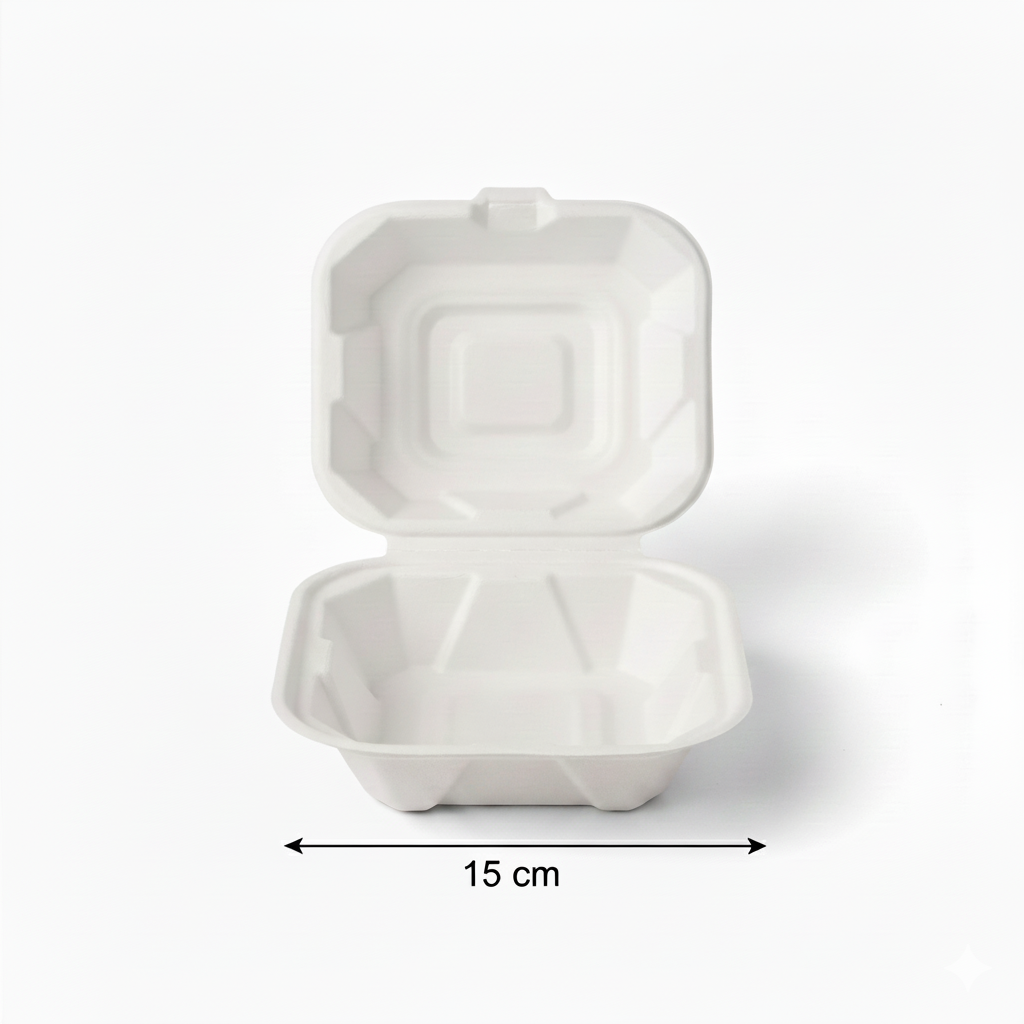 15cm Sugarcane Square Tall Clamshell