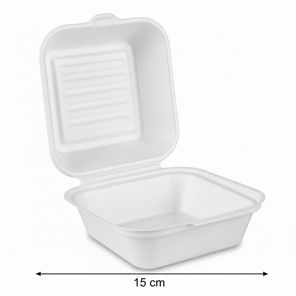 15cm 450ml Sugarcane Square Europe Style Clamshell