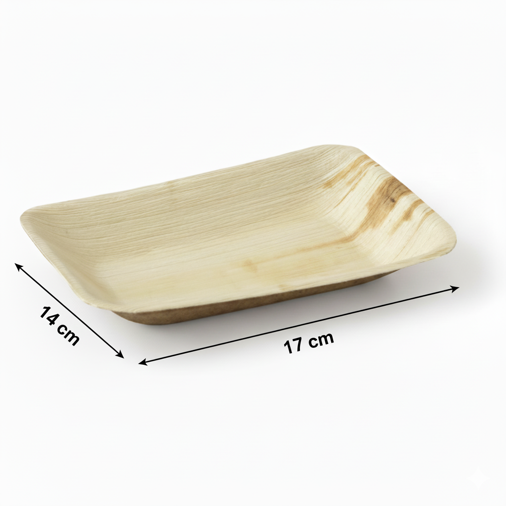 17cm x 14cm Shallow Palm Leaves Rectangular Tray