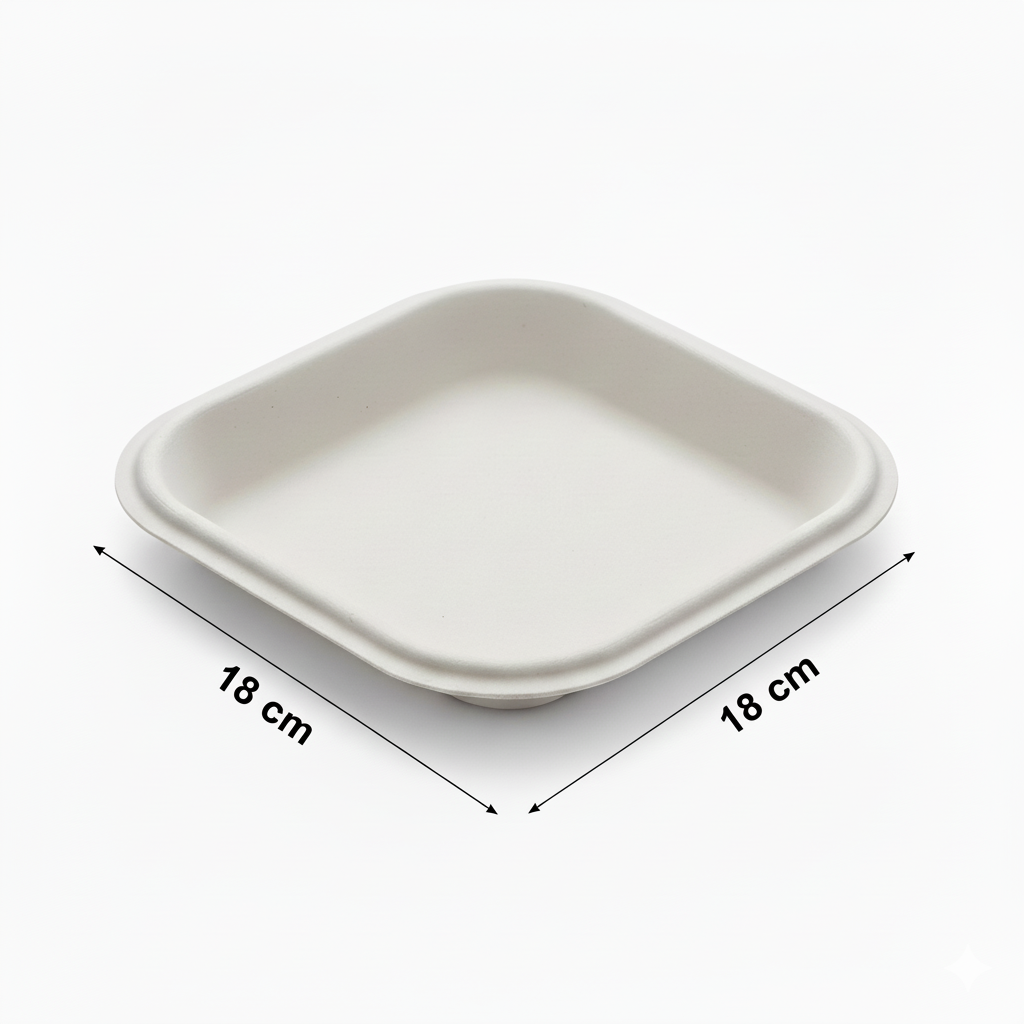 18cm Sugarcane Square Plate