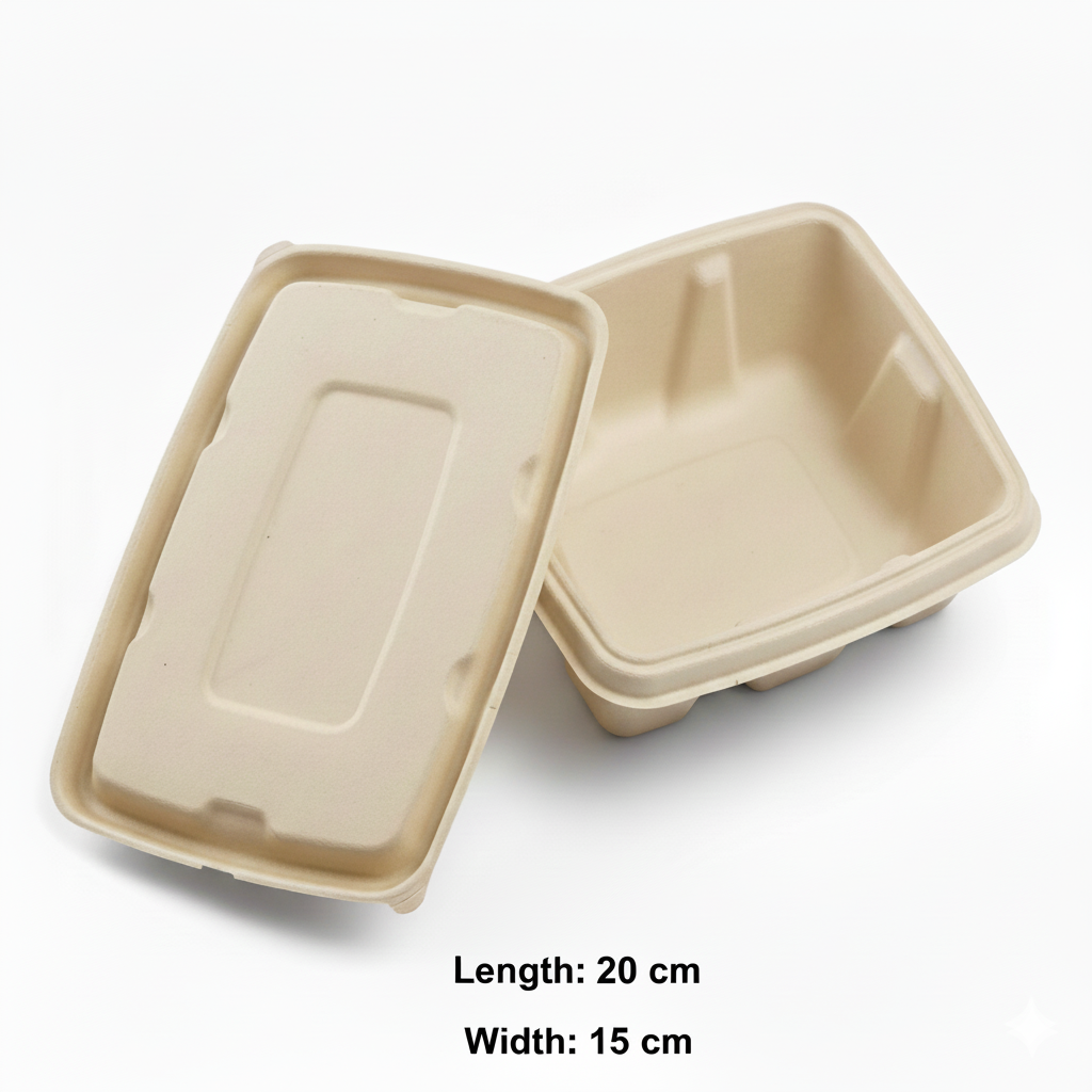 20cm x 15cm Sugarcane Rectangular Lid for Container