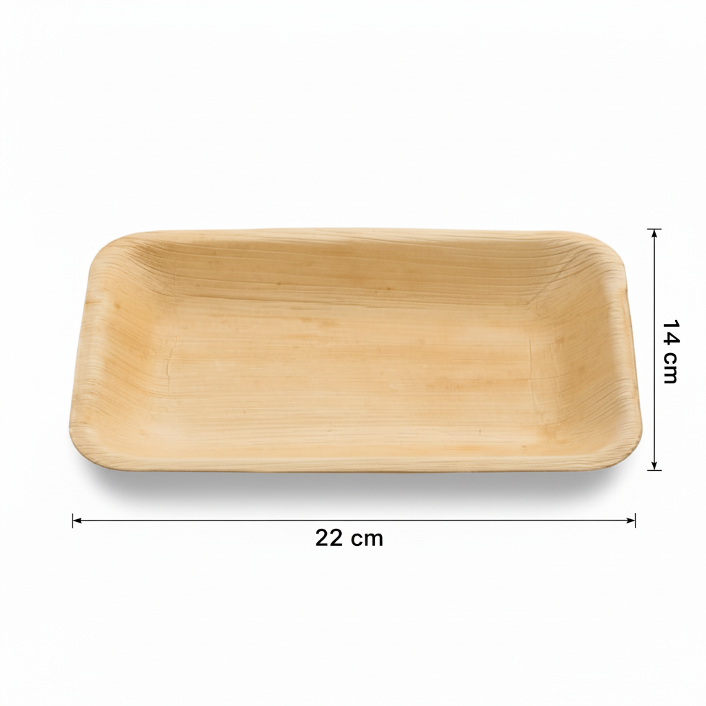 22cm x 14cm Shallow Palm Leaves Rectangular Tray