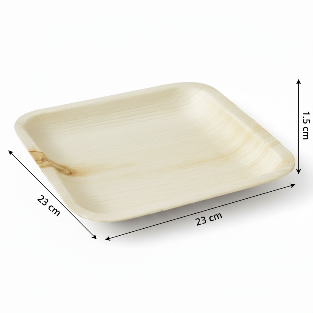 23cm Shallow Palm Leaves Square Plate