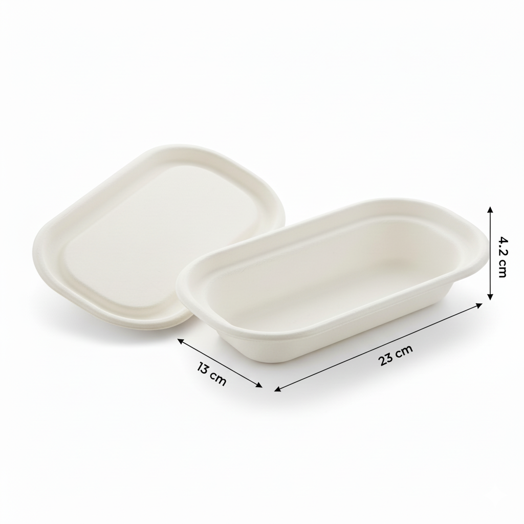 23cm x 13cm Sugarcane Oval Container with Lid