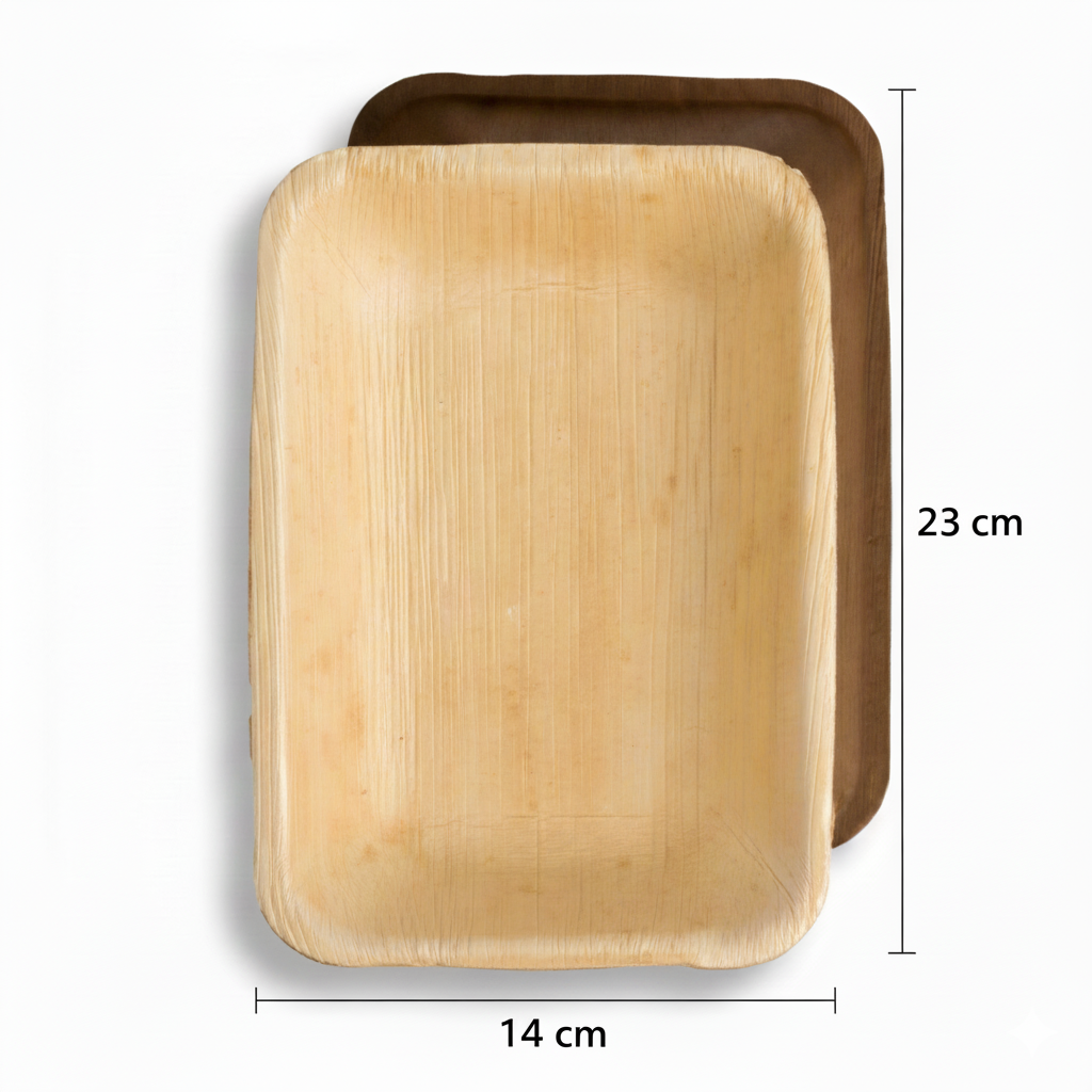 23cm x 14cm Deep Palm Leaves Rectangular Tray