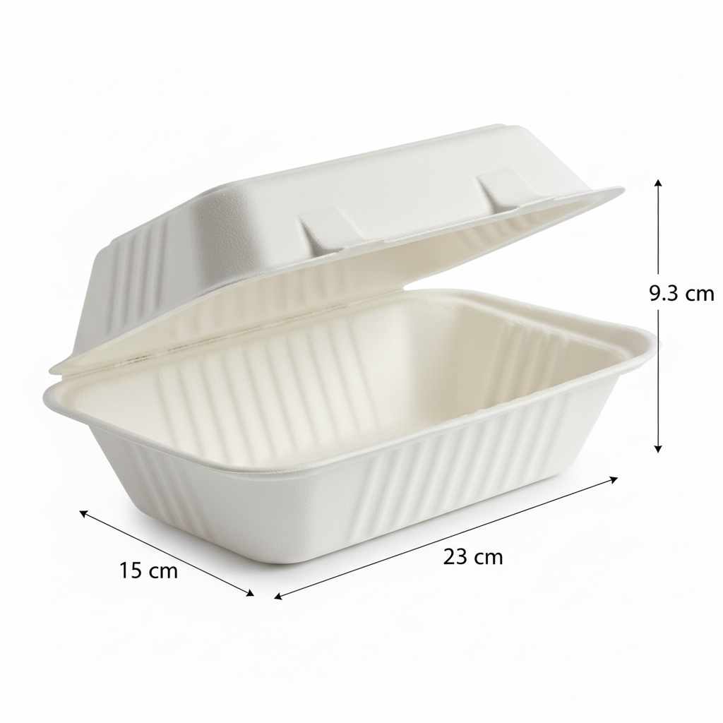 23cm x 15cm Sugarcane Rectangular Tall Clamshell
