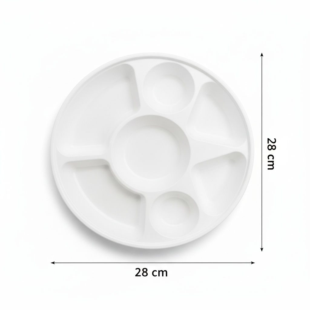28cm 7 compartment Sugarcane Round Plate