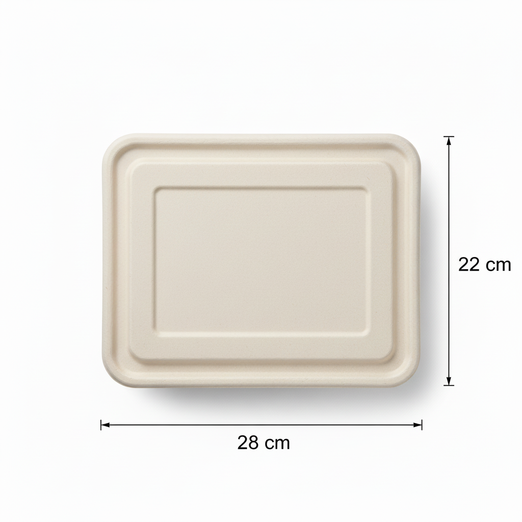 28cm x 22cm 5 compartment Sugarcane Rectangular Lid