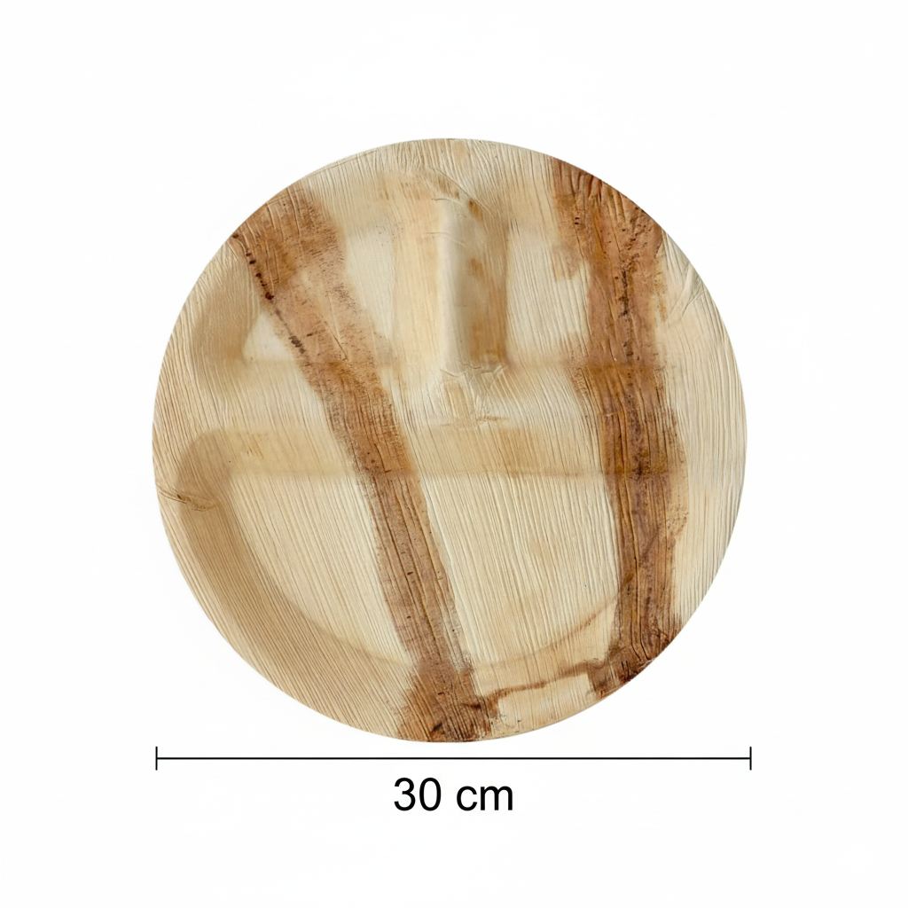 30cm 3 compartment Palm Leaves Round Plate