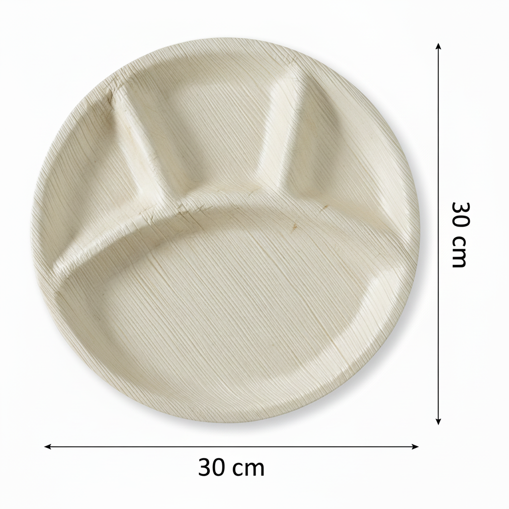 30cm 4 compartment Palm Leaves Round Plate