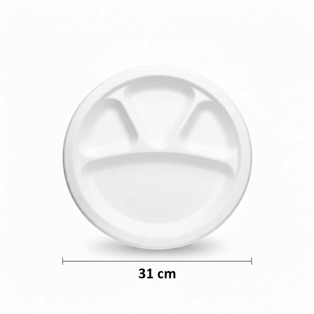 31cm 4 compartment Sugarcane Round Plate