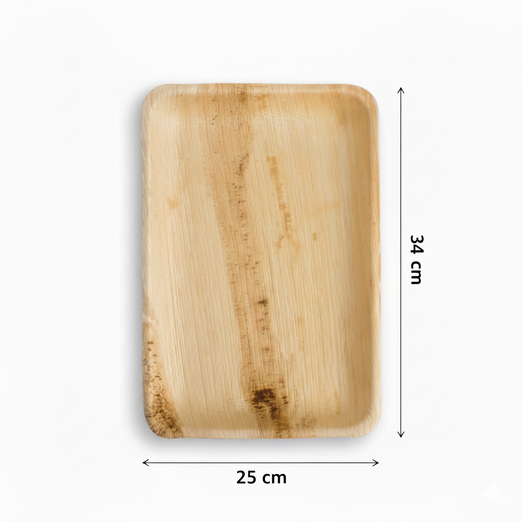 34cm x 25cm Palm Leaves Rectangular Tray