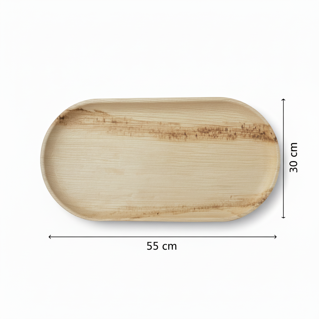 55cm x 30cm Palm Leaves Tear Drop Oval Tray