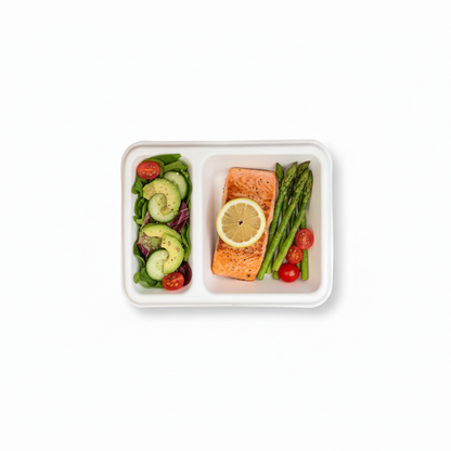 10cm x 17cm 2 compartment Sugarcane Rectangular 2D Tray