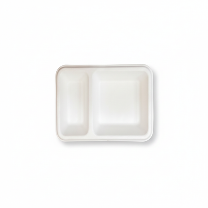 10cm x 17cm 2 compartment Sugarcane Rectangular 2D Tray