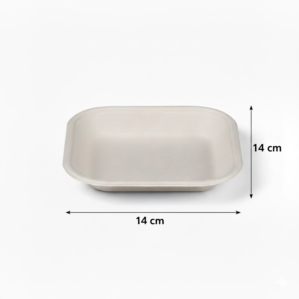 14 cm Sugarcane Square 1D Tray - 1