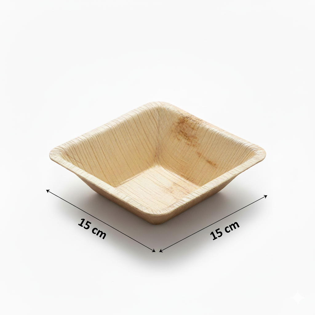 15cm Deep Palm Leaves Square Bowl