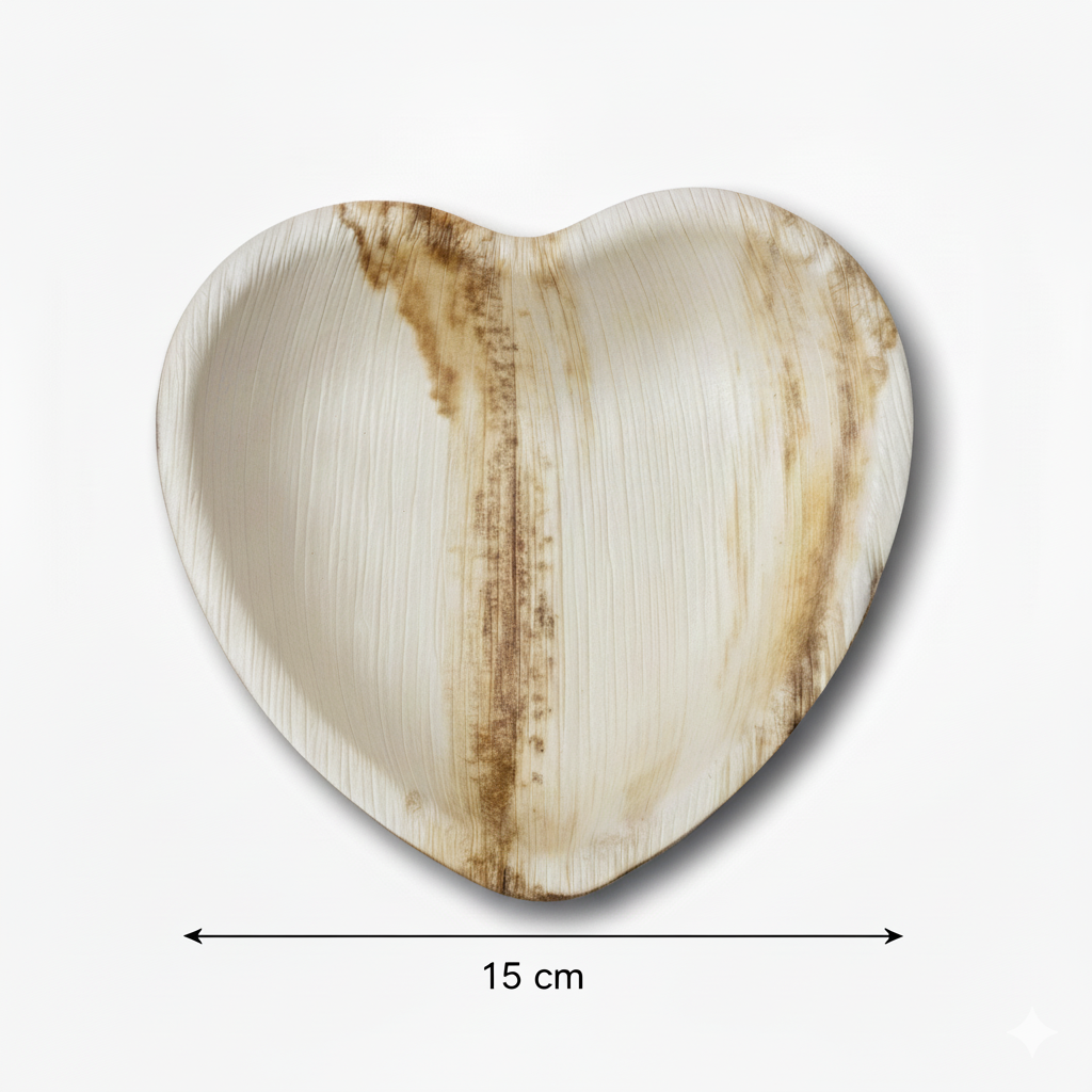 15cm Palm Leaves Heart Shaped Plate