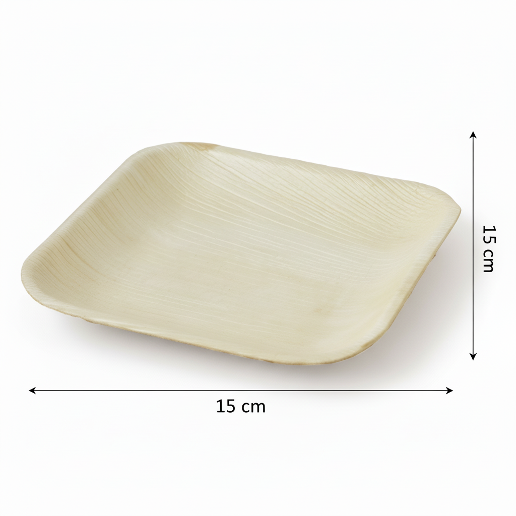 15cm Shallow Palm Leaves Square Plate