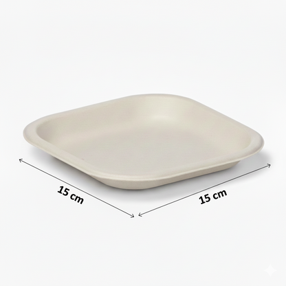 15cm Sugarcane Square Plate