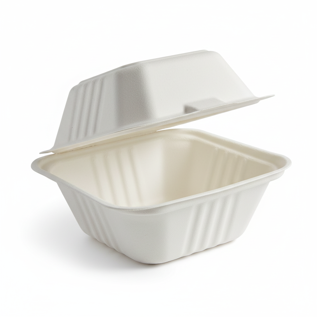 15cm 450ml Sugarcane Square Clamshell
