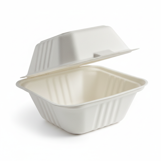 15cm 450ml Sugarcane Square Clamshell
