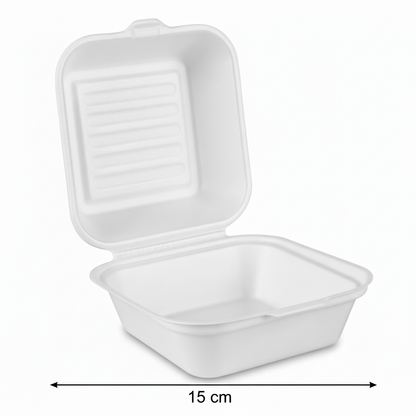15cm 450ml Sugarcane Square Europe Style Clamshell
