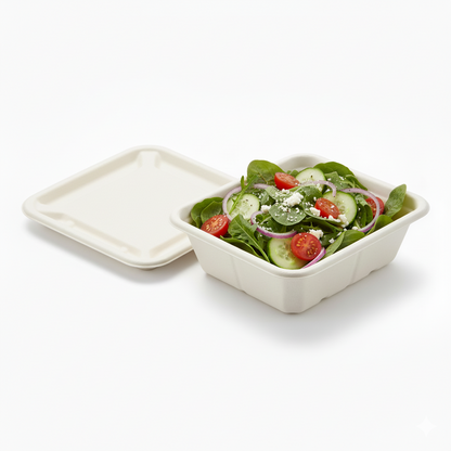 17cm x 16cm Sugarcane Rectangular Container with Lid