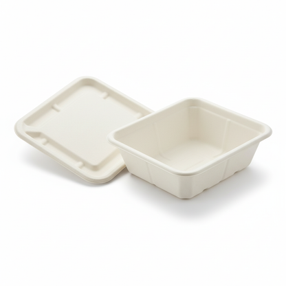 17cm x 16cm Sugarcane Rectangular Container with Lid