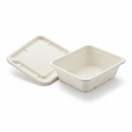 17cm x 16cm Sugarcane Rectangular Container with Lid