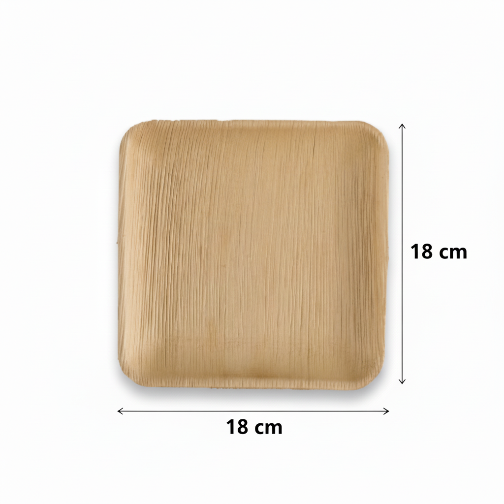 18cm Shallow Palm Leaves Square Plate