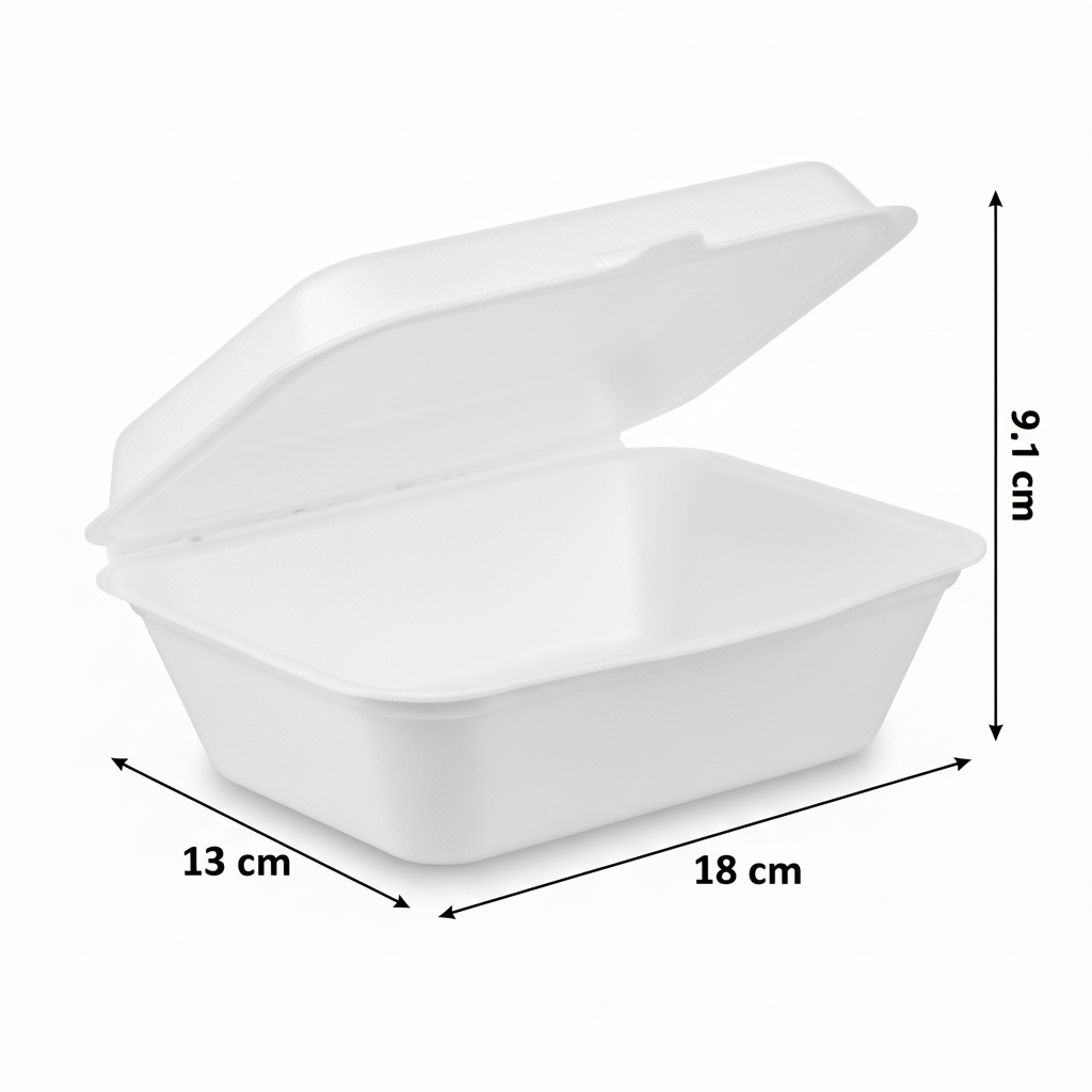 18cm x 13cm Sugarcane Rectangular Clamshell Lunchbox
