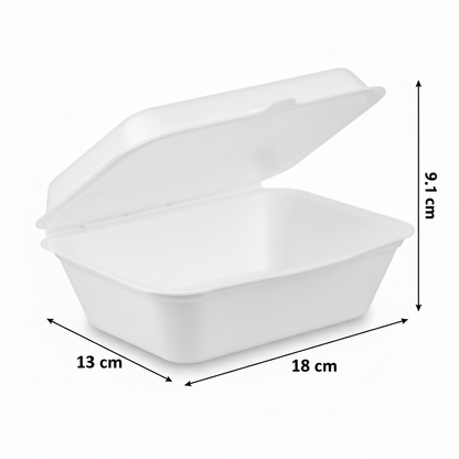 18cm x 13cm Sugarcane Rectangular Clamshell Lunchbox