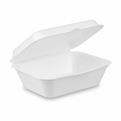 18cm x 13cm Sugarcane Rectangular Clamshell Lunchbox