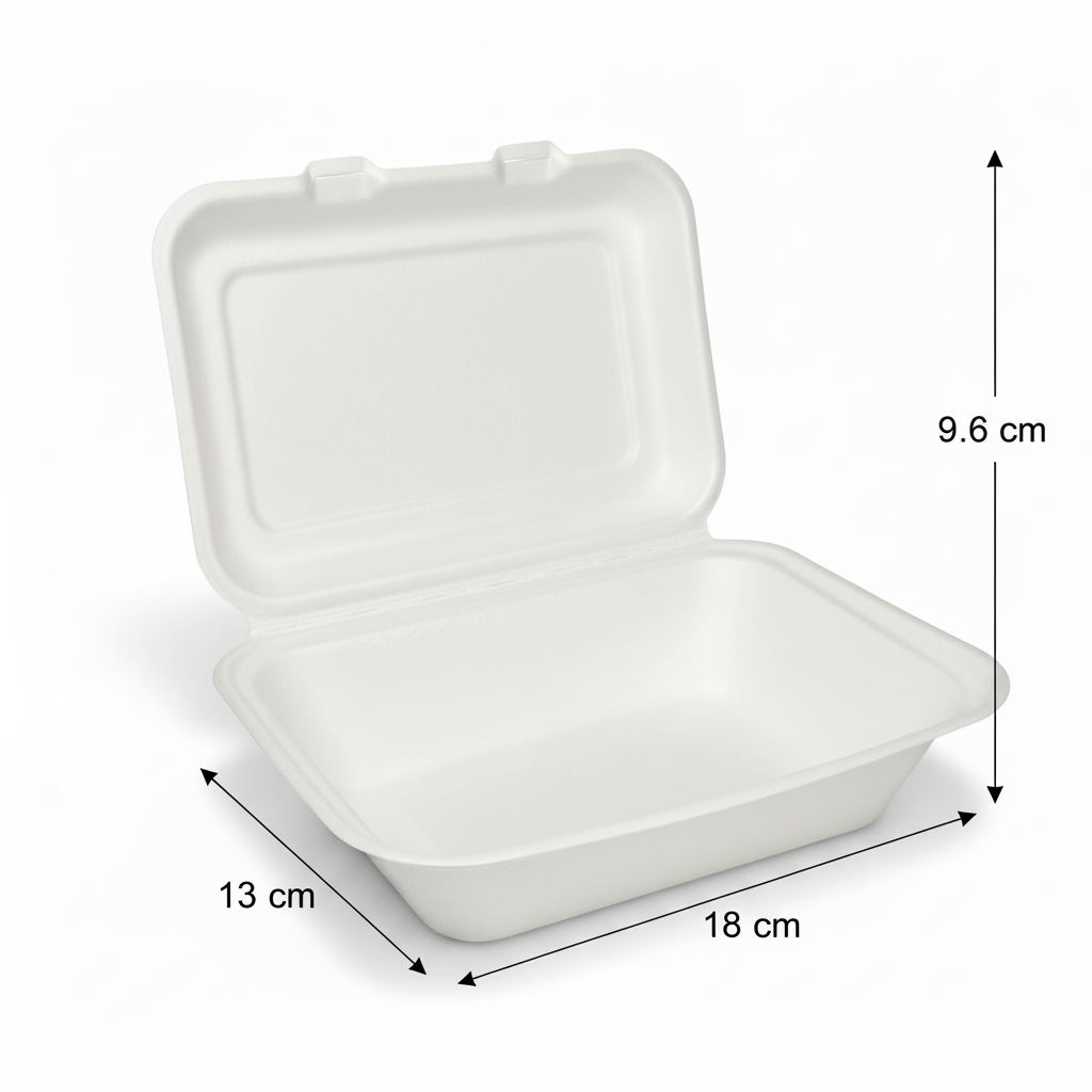 18cm x 13cm Sugarcane Rectangular Tall Clamshell