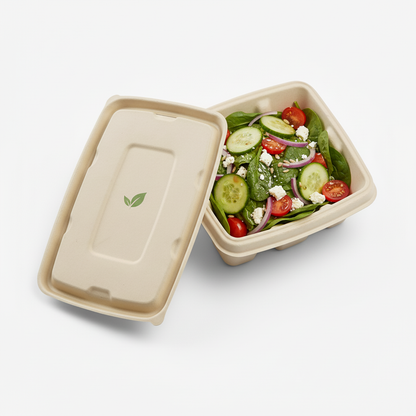 18cm x 14cm Sugarcane Rectangular Container with Lid