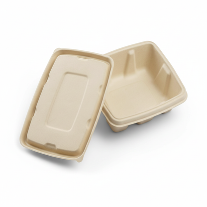 18cm x 14cm Sugarcane Rectangular Container with Lid