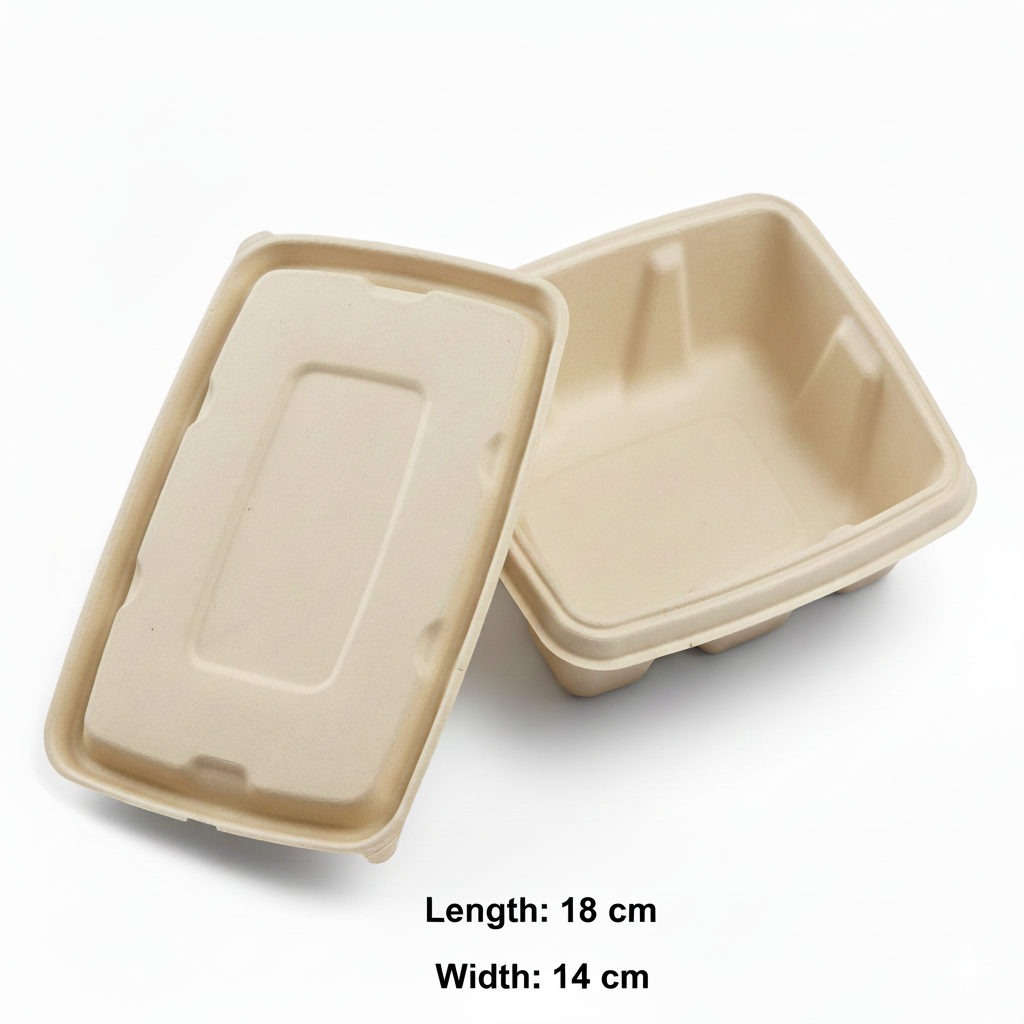 18cm x 14cm Sugarcane Rectangular Lid for Container