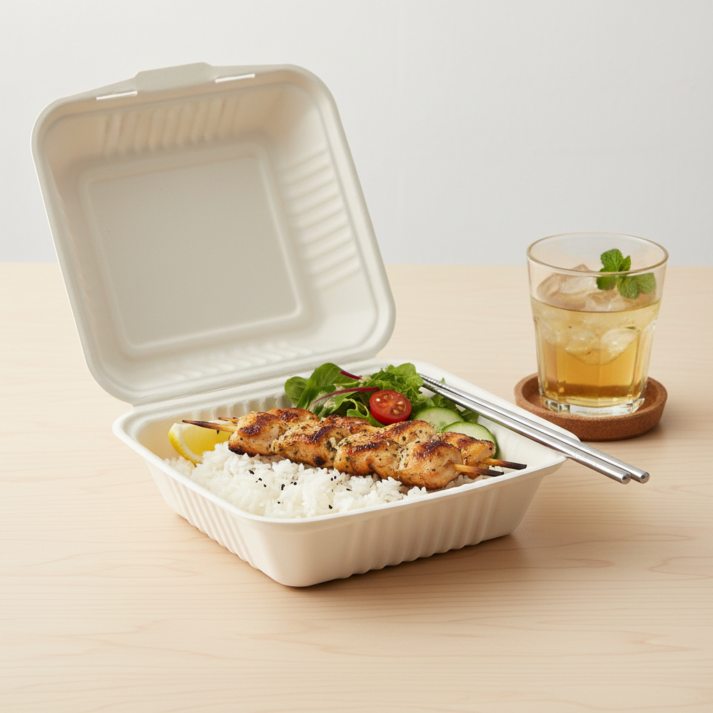 20cm Sugarcane Square Clamshell
