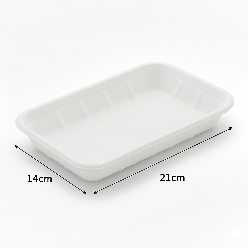 21cm x 14cm Sugarcane Rectangular 2D Tray