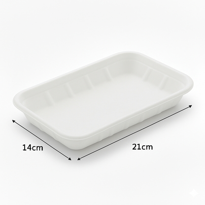 21cm x 14cm Sugarcane Rectangular 2D Tray