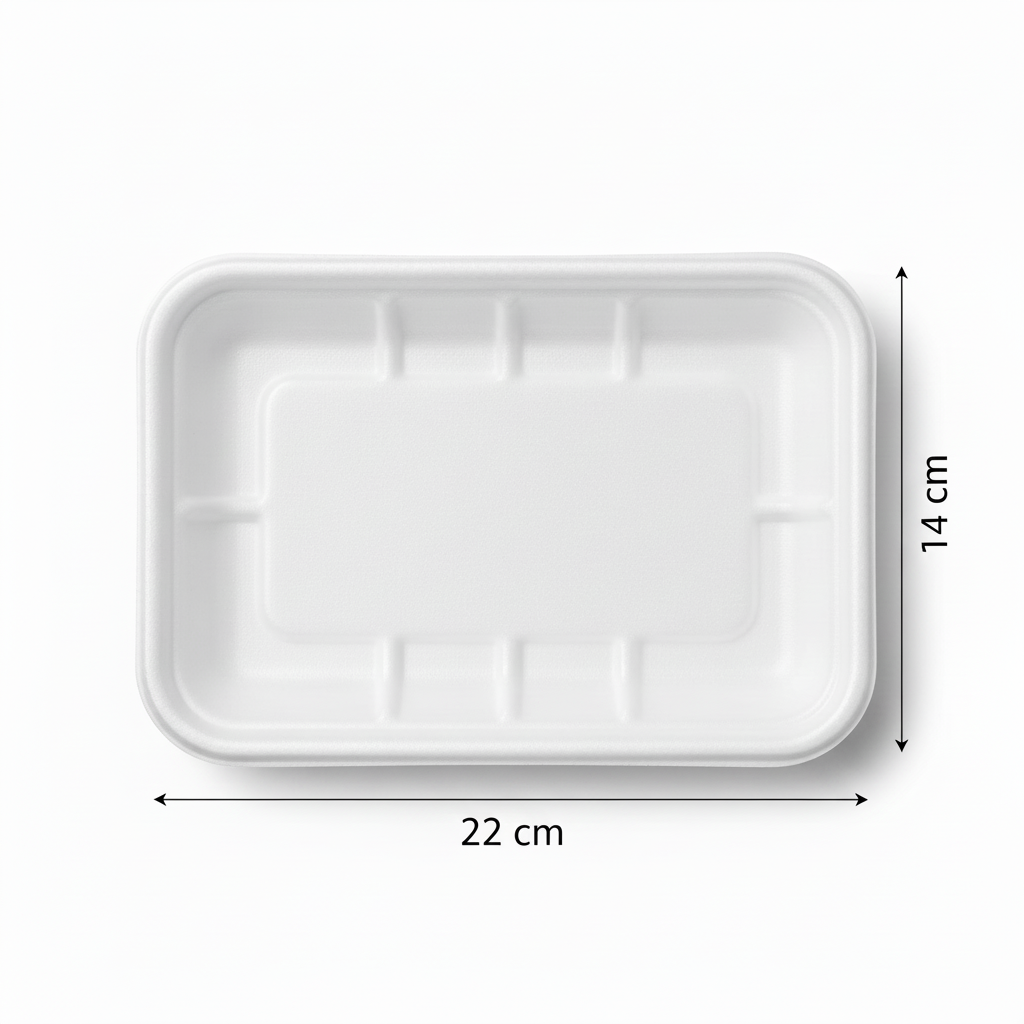 22cm x 14cm Sugarcane Rectangular 2D Tray