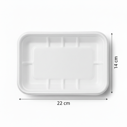 22cm x 14cm Sugarcane Rectangular 2D Tray