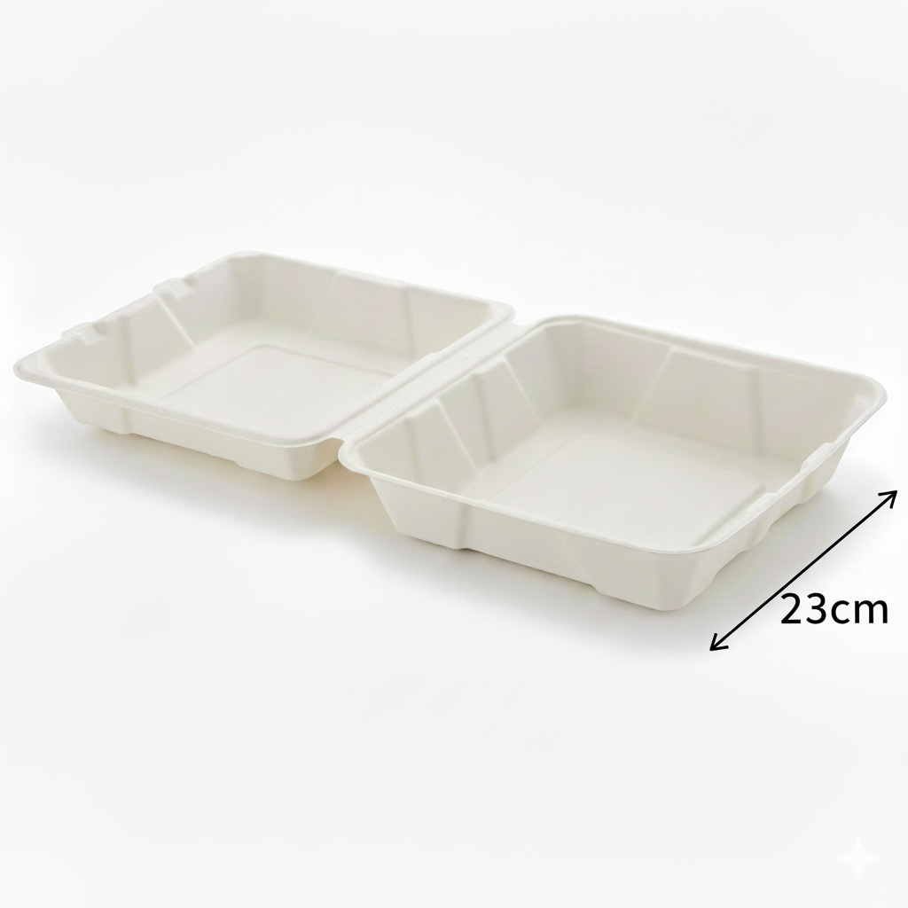 23cm Sugarcane Square Clamshell