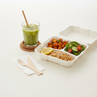 23cm Sugarcane Square Clamshell