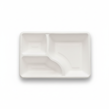 23cm x 15cm 3 compartment Sugarcane Rectangular Tray