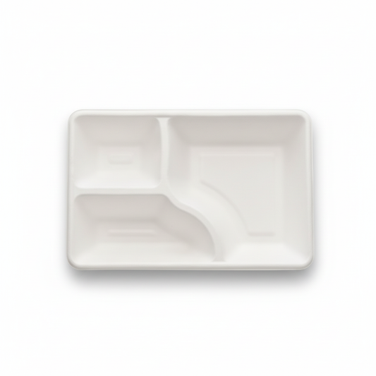 23cm x 15cm 3 compartment Sugarcane Rectangular Tray