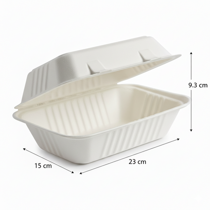 23cm x 15cm Sugarcane Rectangular Tall Clamshell