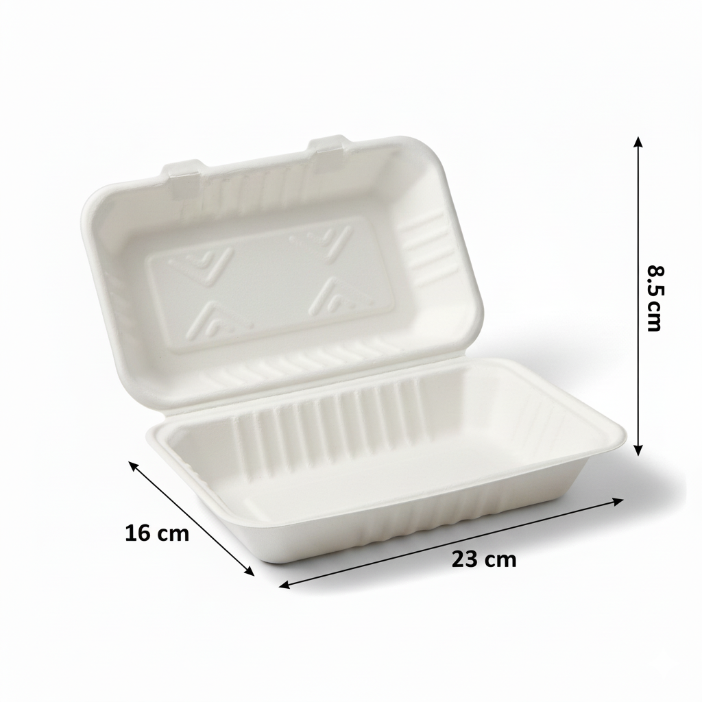 23cm x 16cm Sugarcane Rectangular Clamshell